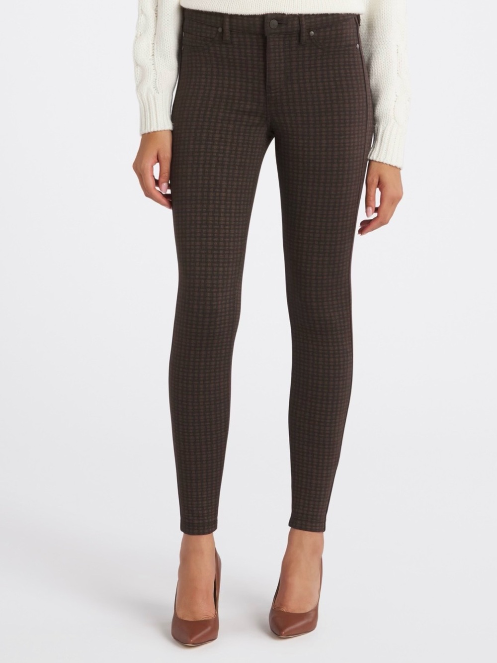 NWT Liverpool Madonna Brown Checked Skinny Pants